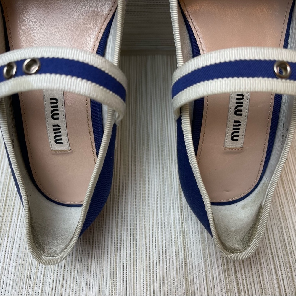 Miu Miu Embossed Faille Ballet Wedge Pumps Size 35 - Picture 10 of 16